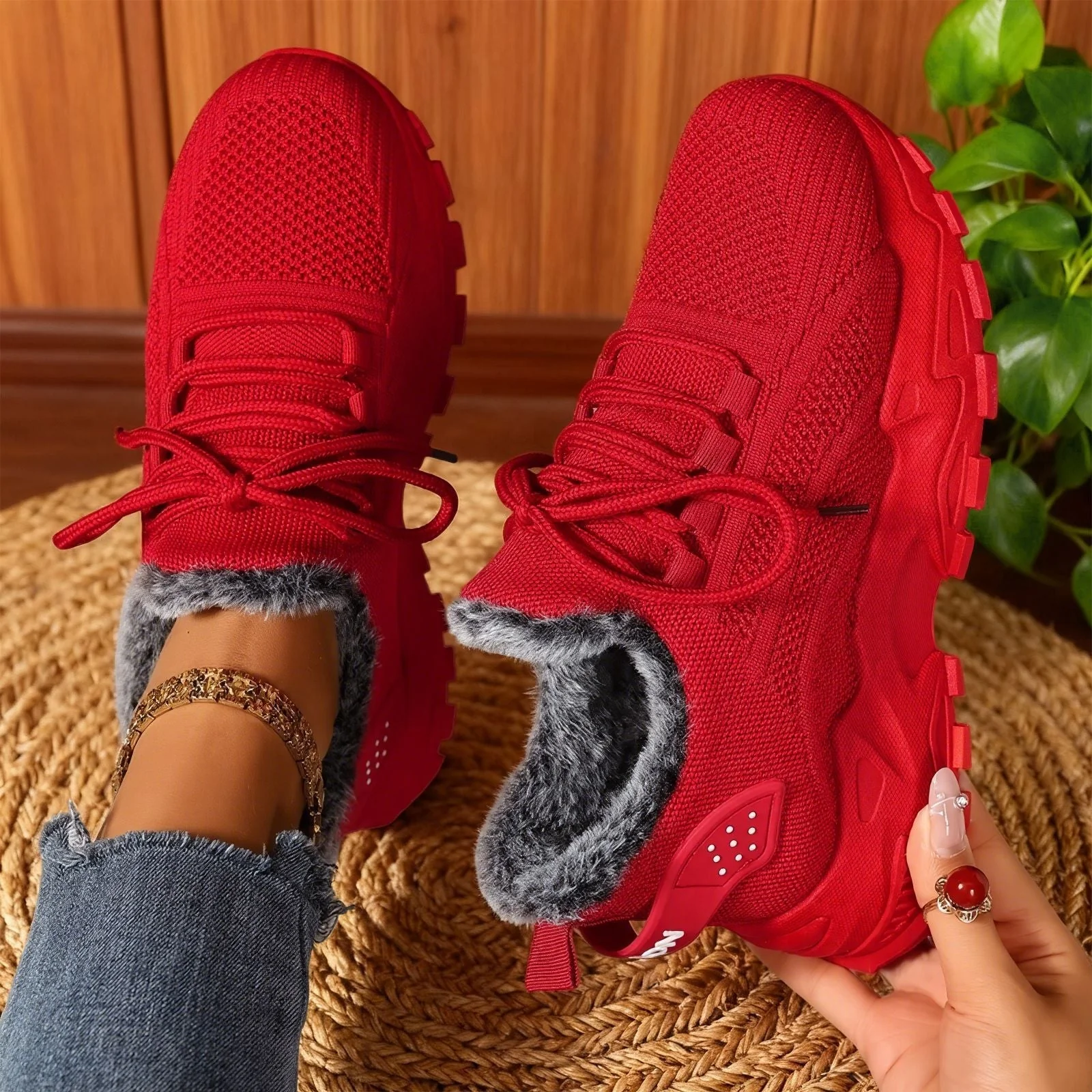 Alina™ - Lässige, leichte Fleece-Sneaker mit Schnürung - Image 2