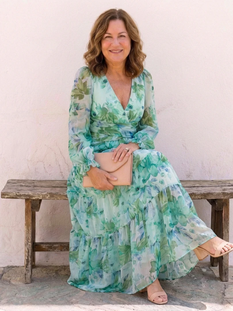 Althea | Langärmliges Blumenkleid Maxi - Image 11