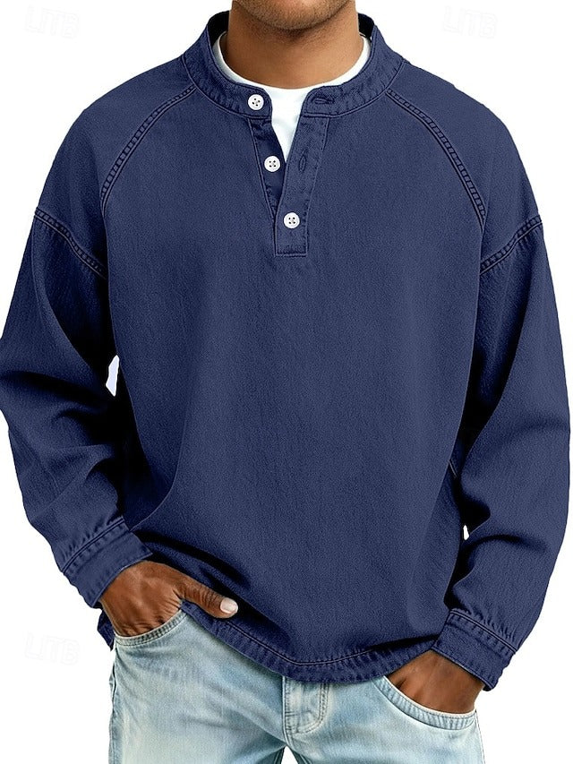 Amir | Retro-inspirierter Henley-Pullover mit Used-Look und langen Ärmeln - Image 10