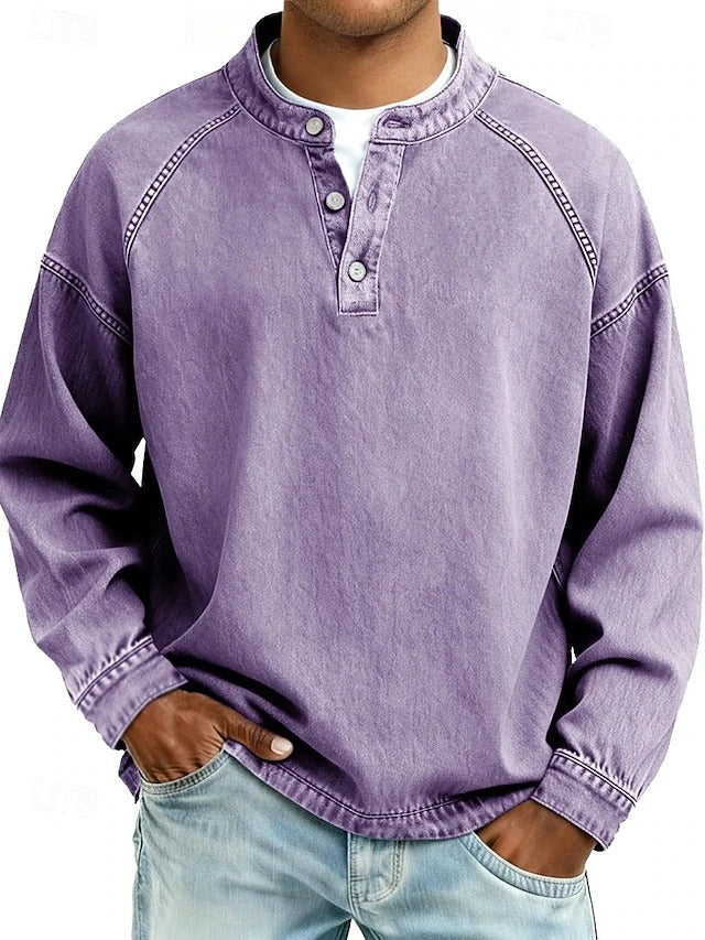 Amir | Retro-inspirierter Henley-Pullover mit Used-Look und langen Ärmeln - Image 4