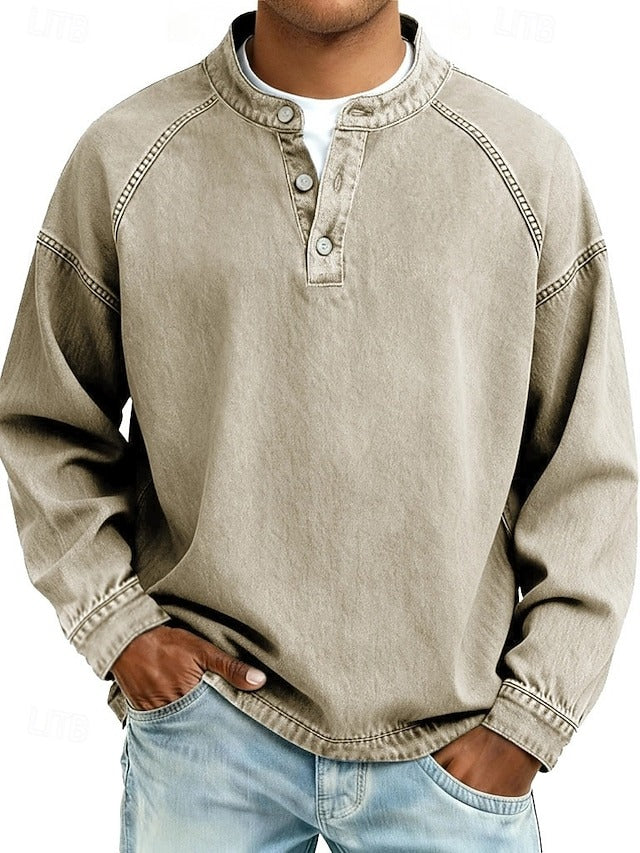 Amir | Retro-inspirierter Henley-Pullover mit Used-Look und langen Ärmeln - Image 5