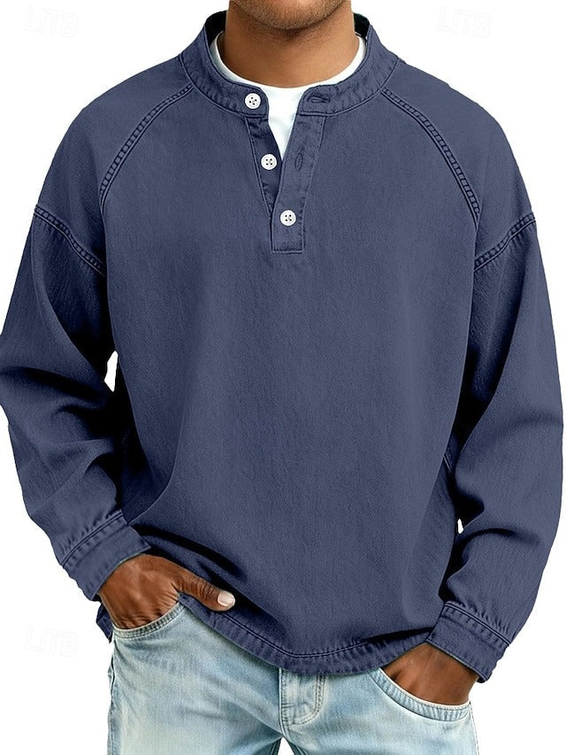 Amir | Retro-inspirierter Henley-Pullover mit Used-Look und langen Ärmeln - Image 7