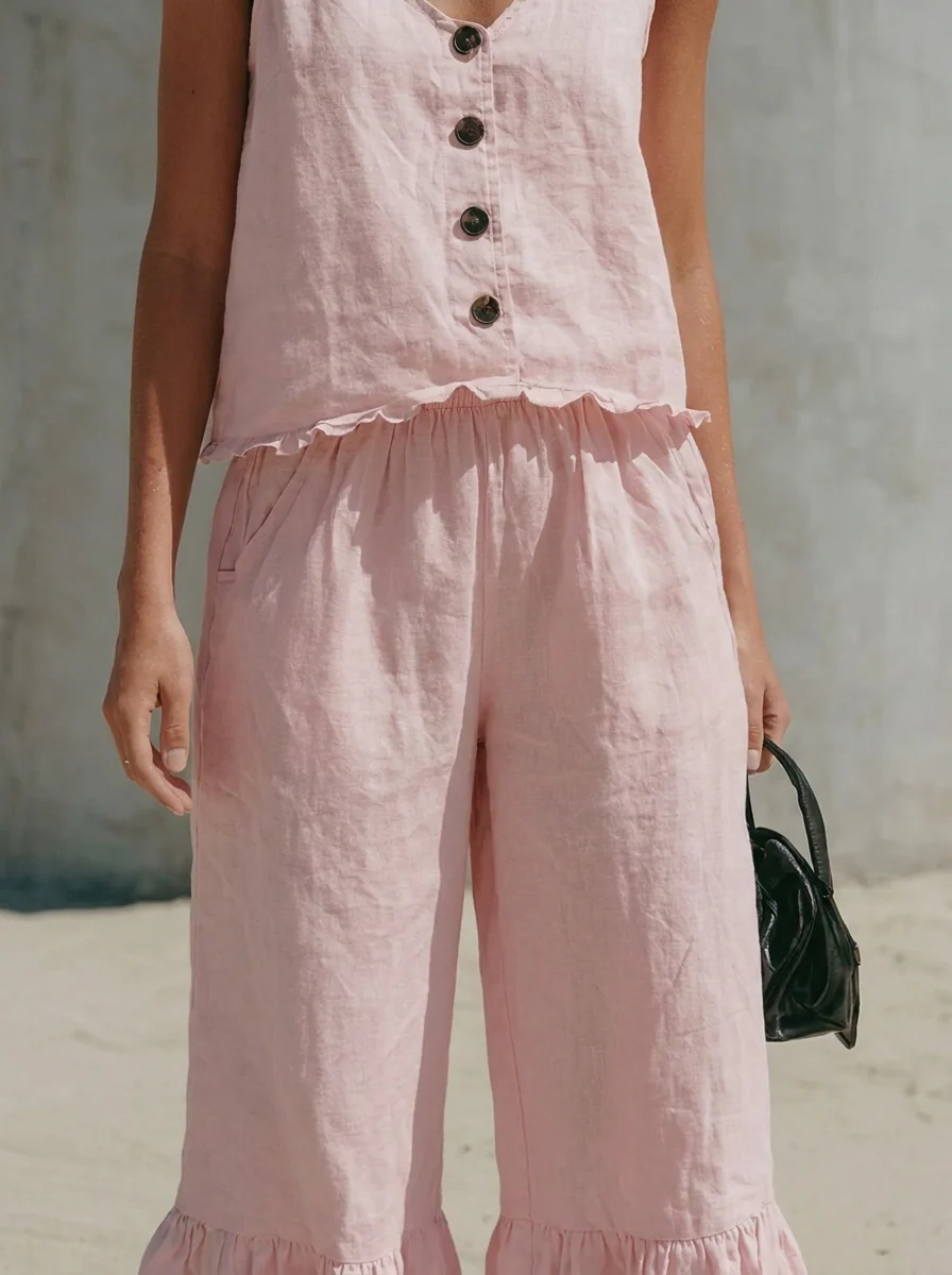 Ärmelloser Rollkragen-Top und Hosen-Set - Image 3