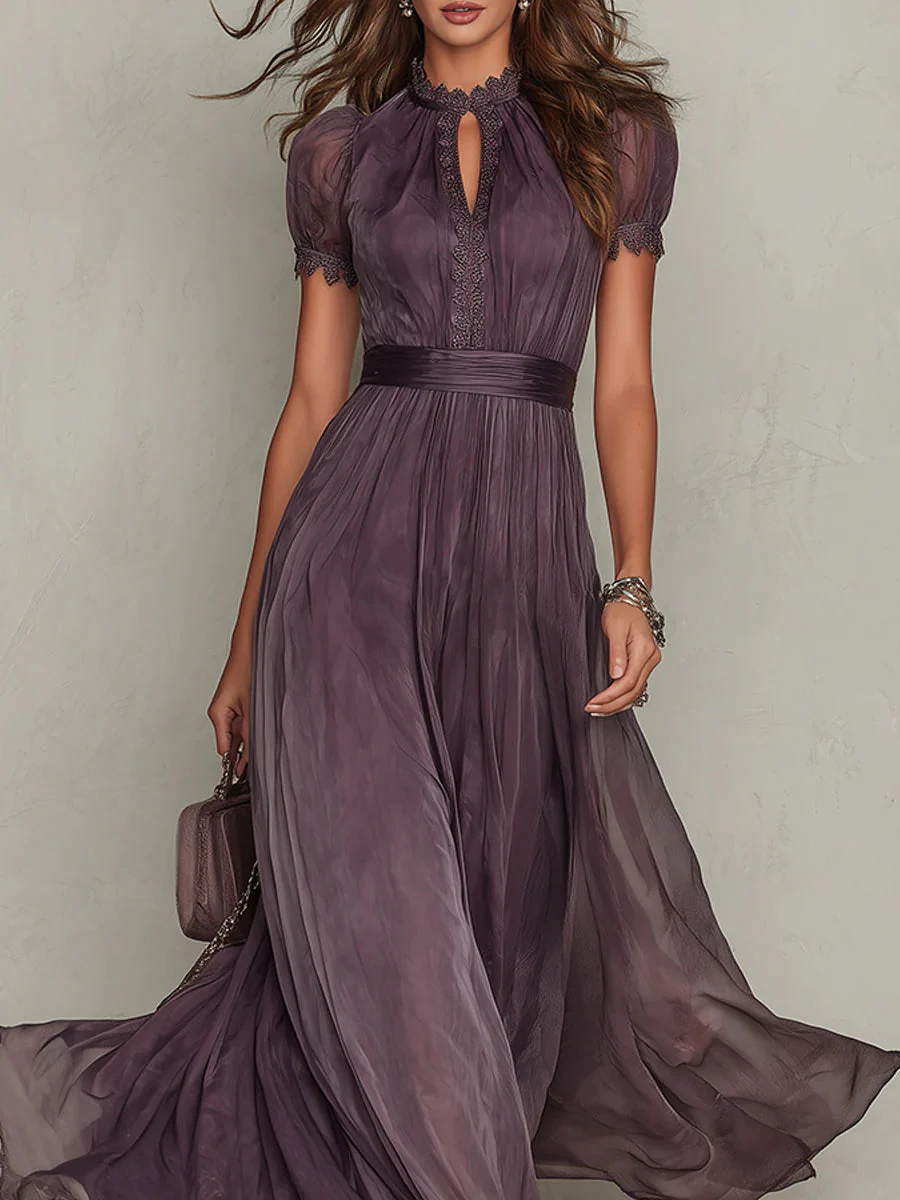 Ashley | Vintage Elegantes Chiffon Maxikleid - Image 4