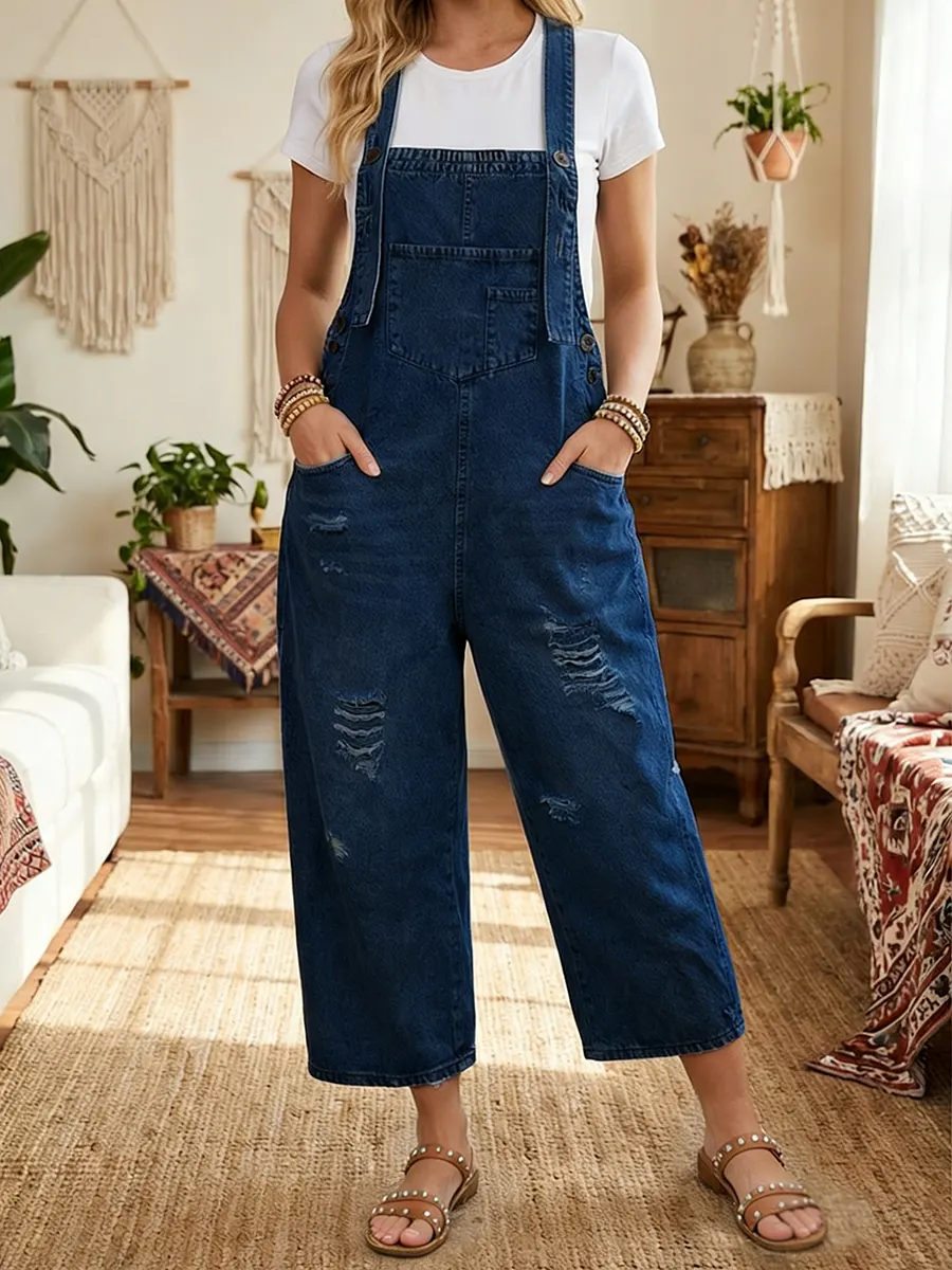 Aurevia | Denim Latzhose im Vintage-Look - Image 2