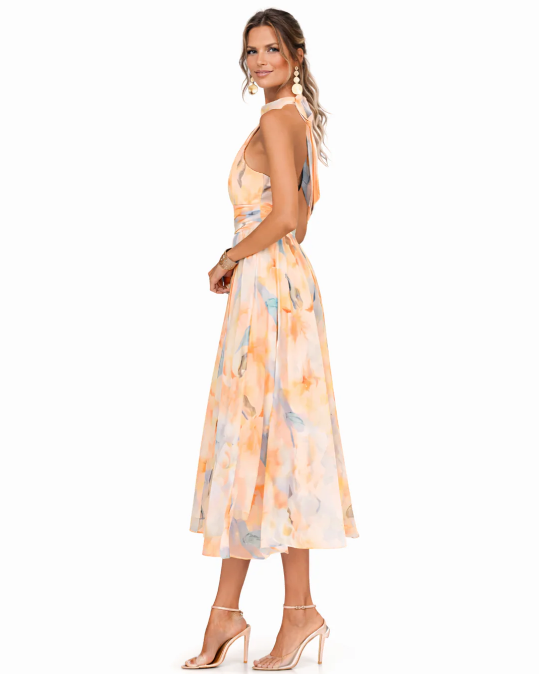 Aurora - Aquarell Druck Halter Neck Kleid - Image 3