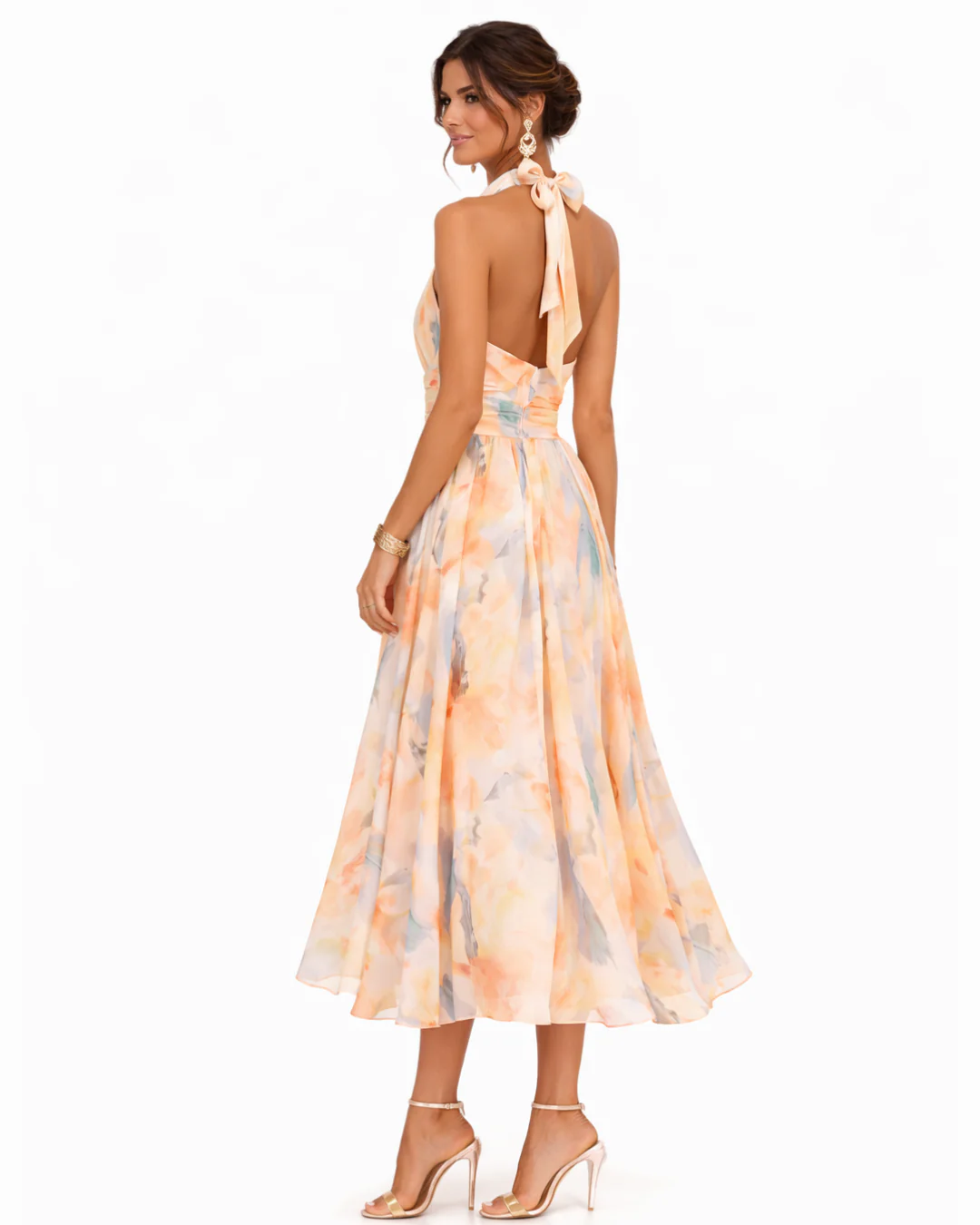 Aurora - Aquarell Druck Halter Neck Kleid - Image 4