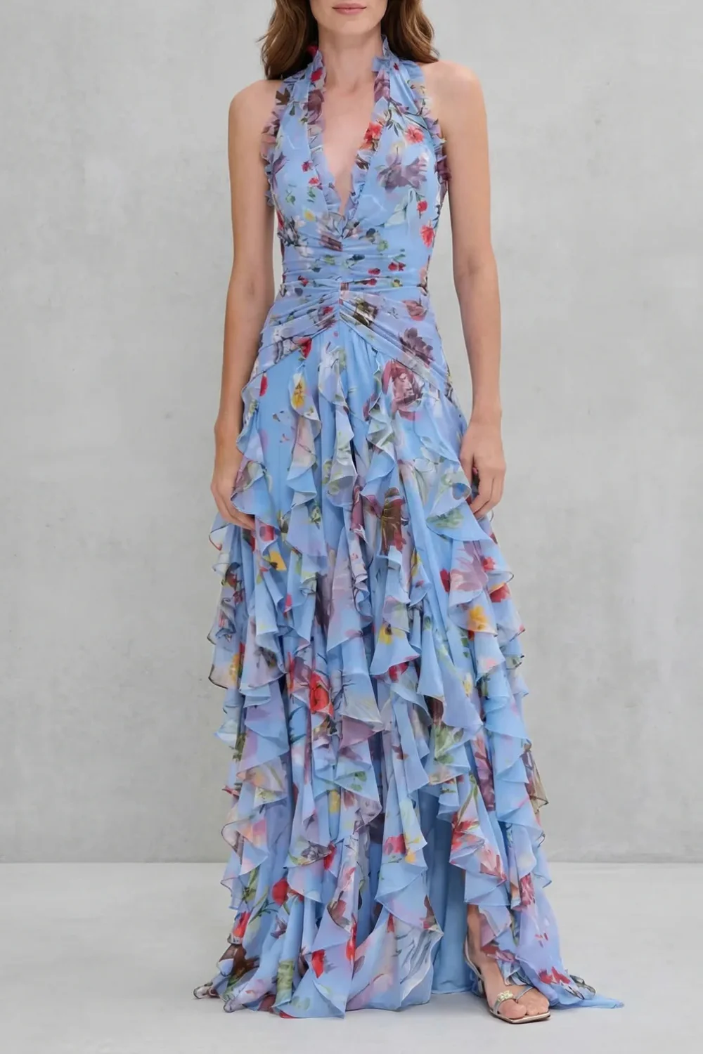 Belladina Verzauberndes Rosen-Kaskaden-Halter-Maxikleid - Image 5