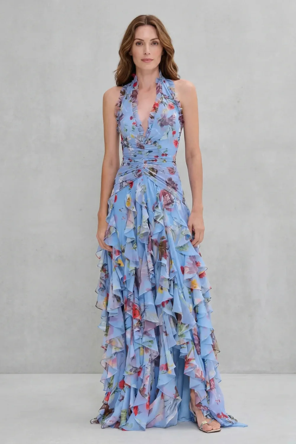 Belladina Verzauberndes Rosen-Kaskaden-Halter-Maxikleid - Image 6