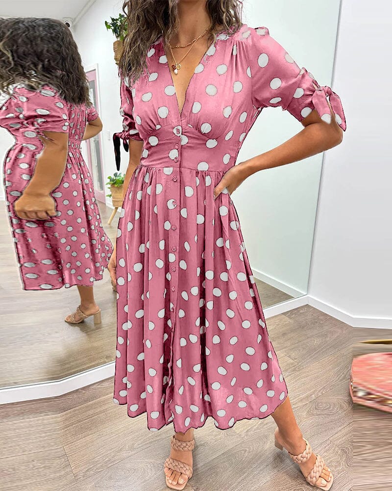 Bellamy - V-Ausschnitt Kleid mit Pünktchen - Image 15