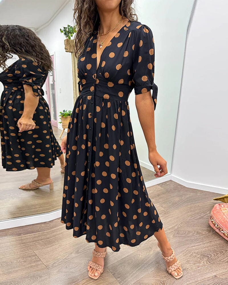 Bellamy - V-Ausschnitt Kleid mit Pünktchen - Image 4
