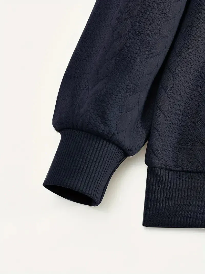 Brit & Boho™️ | Lässiger Jacquard Quarter-Zip Pullover - Image 11