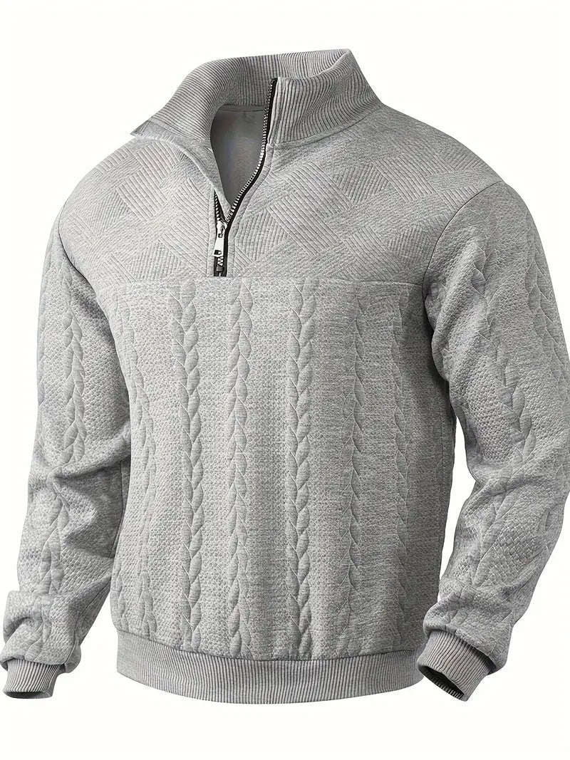 Brit & Boho™️ | Lässiger Jacquard Quarter-Zip Pullover - Image 12
