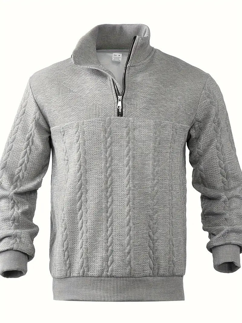 Brit & Boho™️ | Lässiger Jacquard Quarter-Zip Pullover - Image 13