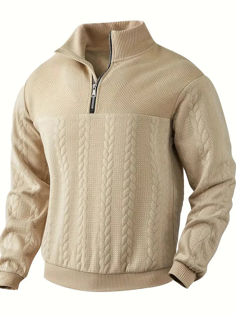 Brit & Boho™️ | Lässiger Jacquard Quarter-Zip Pullover - Image 15