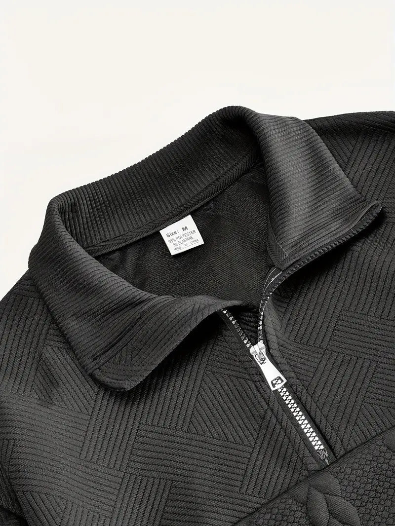 Brit & Boho™️ | Lässiger Jacquard Quarter-Zip Pullover - Image 4