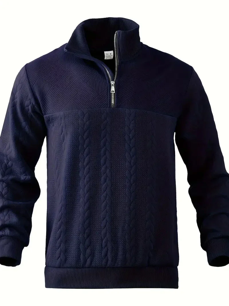 Brit & Boho™️ | Lässiger Jacquard Quarter-Zip Pullover - Image 8