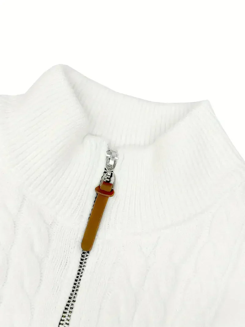 Brit & Boho™️ | Viskose-Mischung Strick Quarter Zip - Image 4