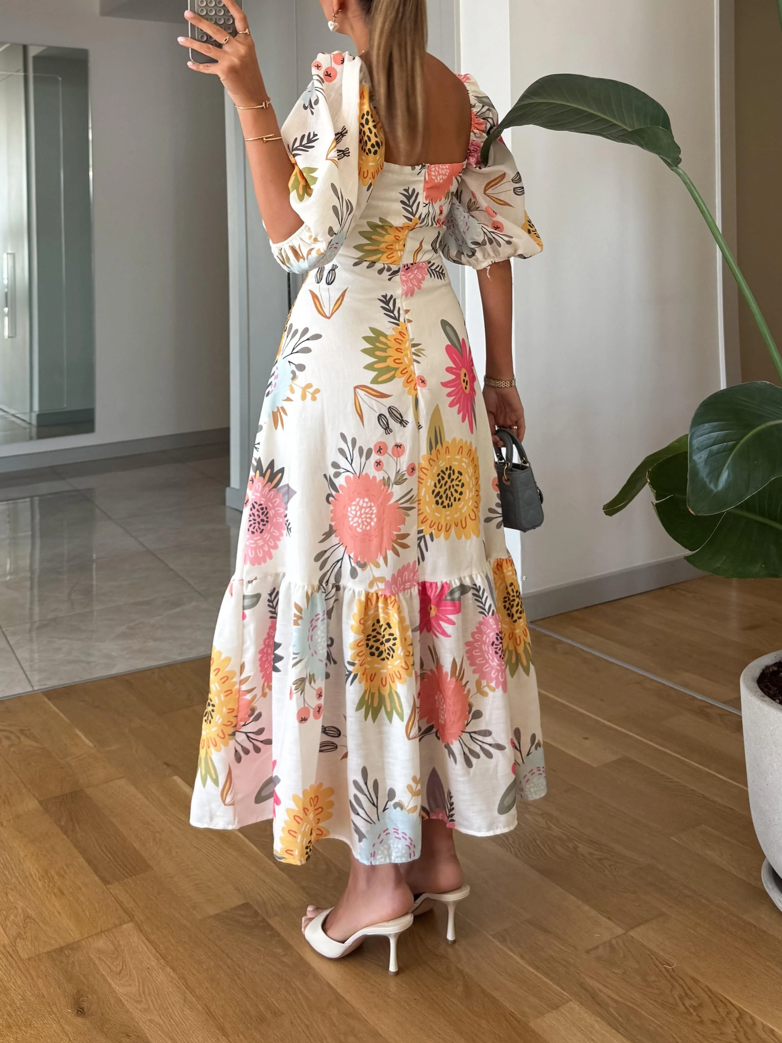 CAMILLE – ELEGANTES BLOOM PUFF-SLEEVE KLEID - Image 2