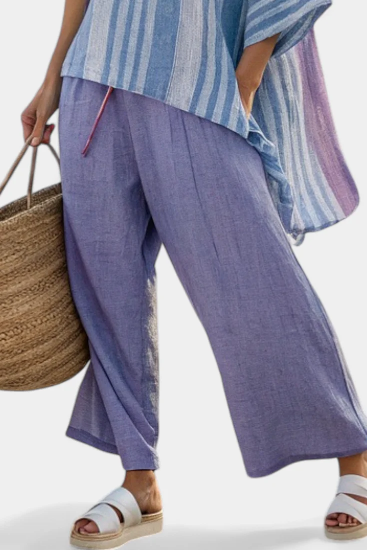 Carlotta – top elegante Lavendel und Himmelblau und Leinenhose - Image 3