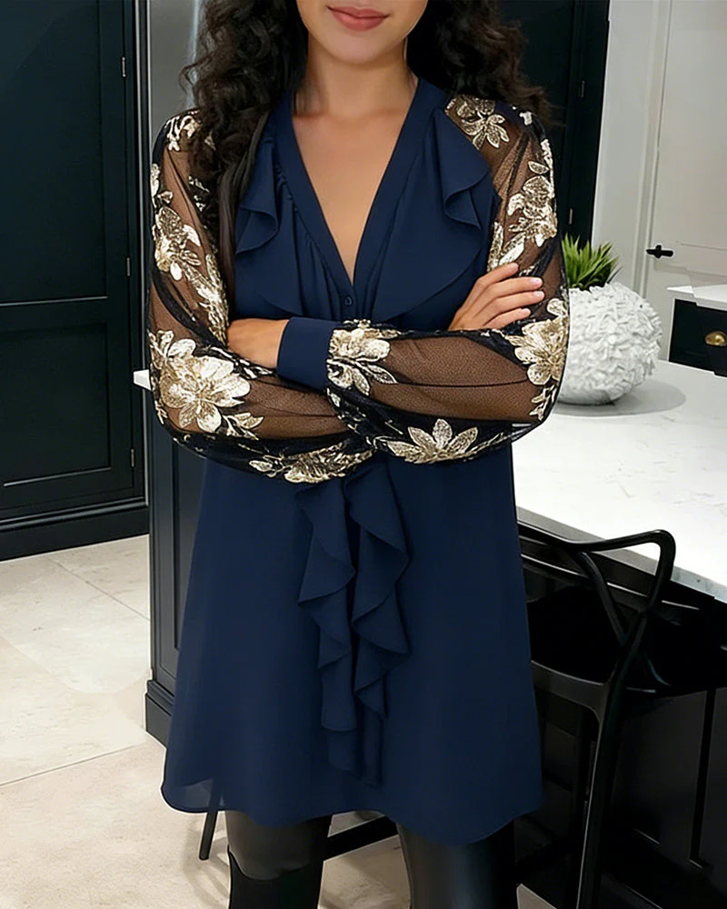 Chic Lockere Strickbluse mit Lotusblatt-Design - Image 7