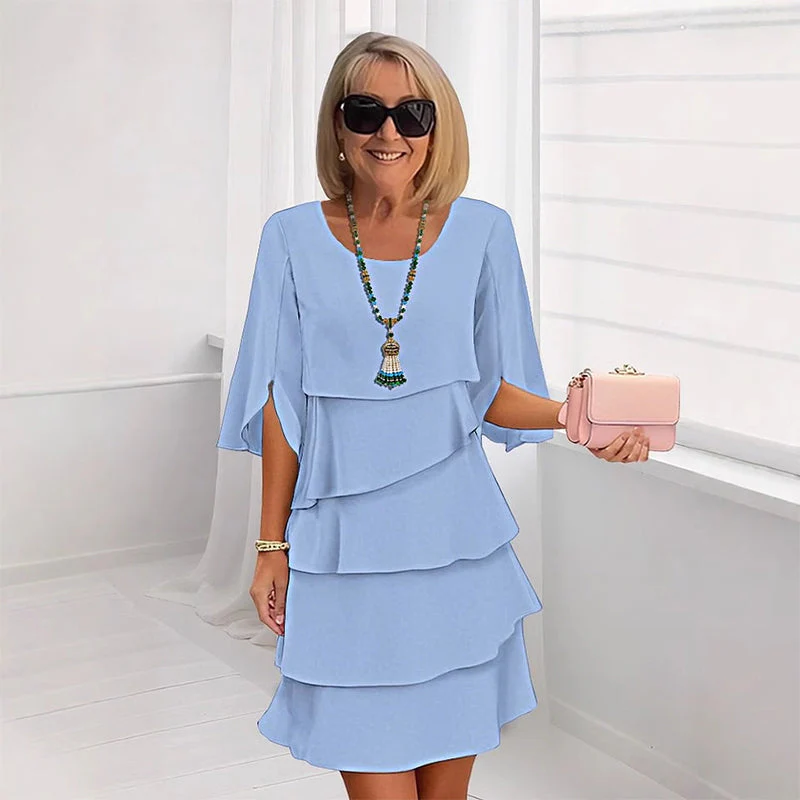 Chic Schichtkleid mit Puffärmeln für Frauen - Image 11