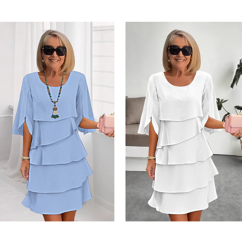 Chic Schichtkleid mit Puffärmeln für Frauen - Image 15