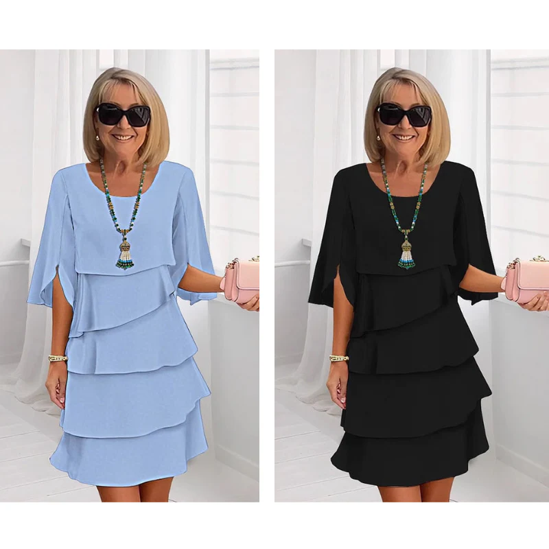 Chic Schichtkleid mit Puffärmeln für Frauen - Image 16
