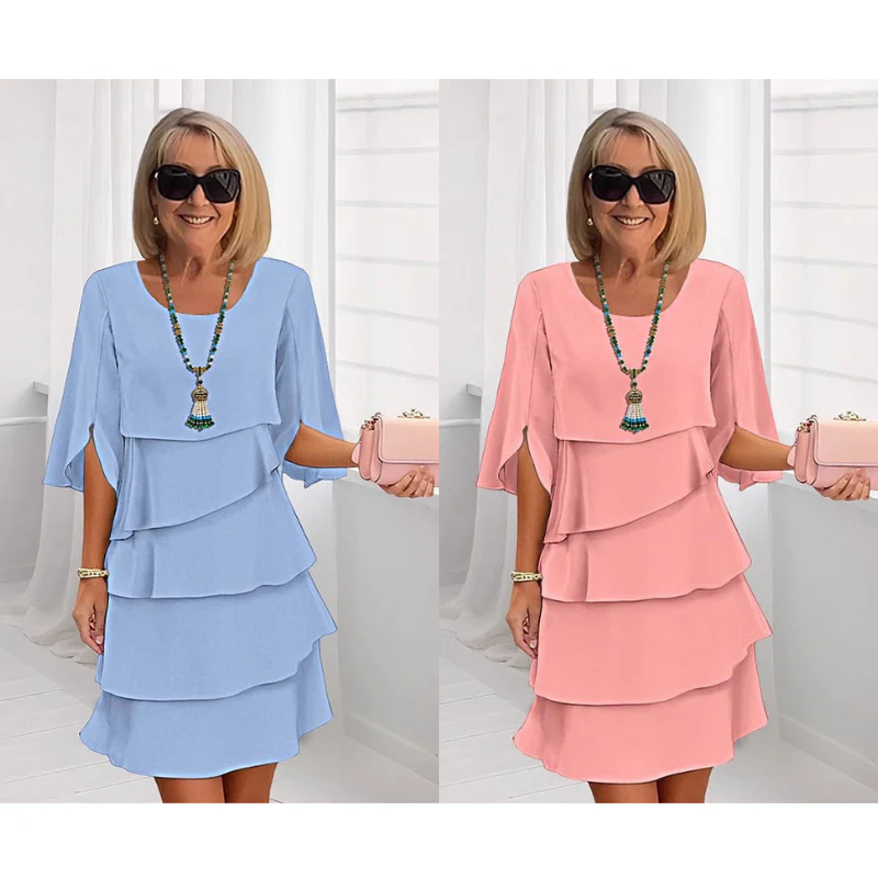 Chic Schichtkleid mit Puffärmeln für Frauen - Image 20