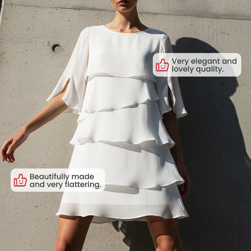 Chic Schichtkleid mit Puffärmeln für Frauen - Image 4