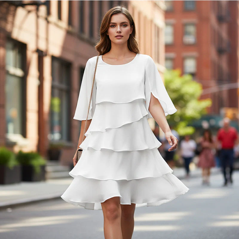 Chic Schichtkleid mit Puffärmeln für Frauen - Image 6