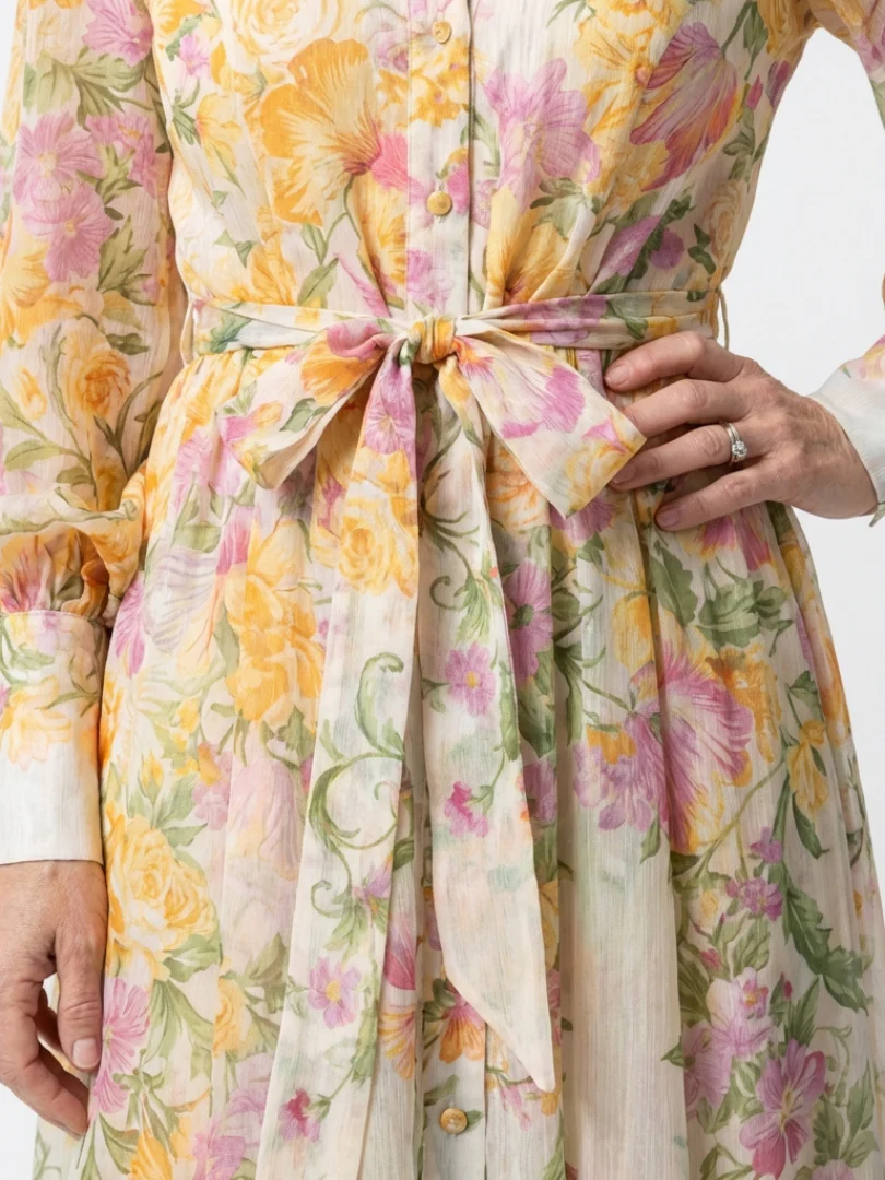Cressida | Florales, transparentes Maxikleid mit langen Ärmeln - Image 3