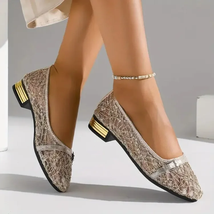 Damen Freizeit Slipper aus Spitze und Mesh - Image 8
