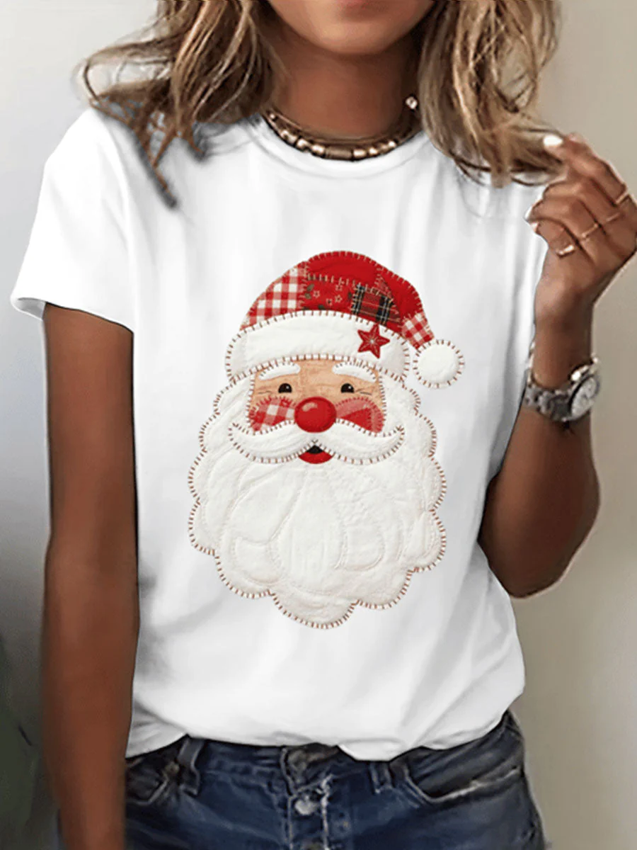 Damen Santa Claus Druck Kurzarm T-Shirt - Image 4