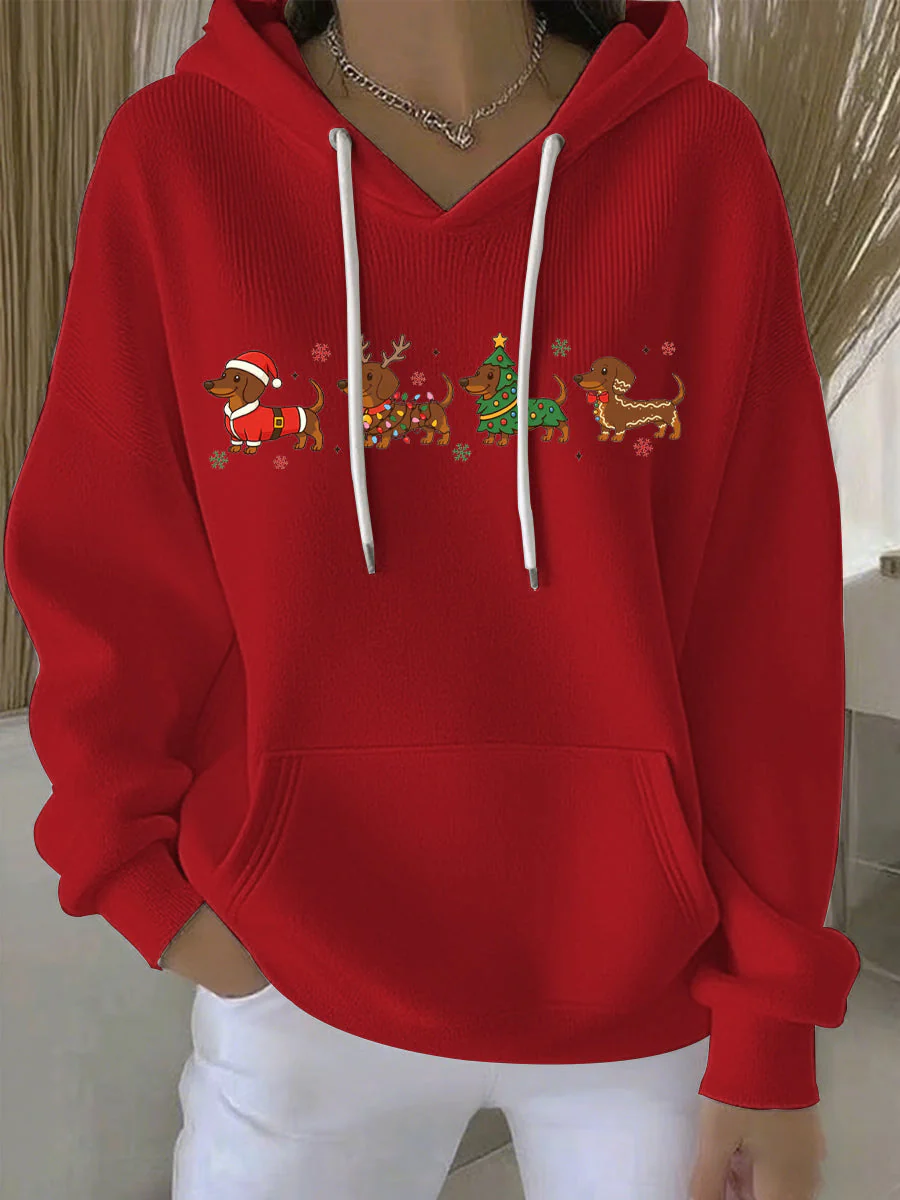 Damen Weihnachtlicher Druck Freizeit Hoodie - Image 2