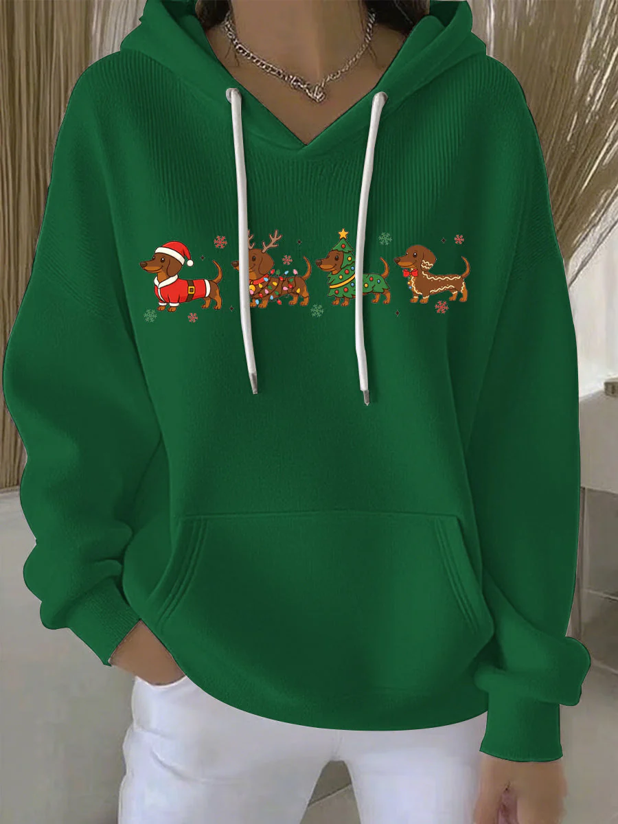 Damen Weihnachtlicher Druck Freizeit Hoodie - Image 3
