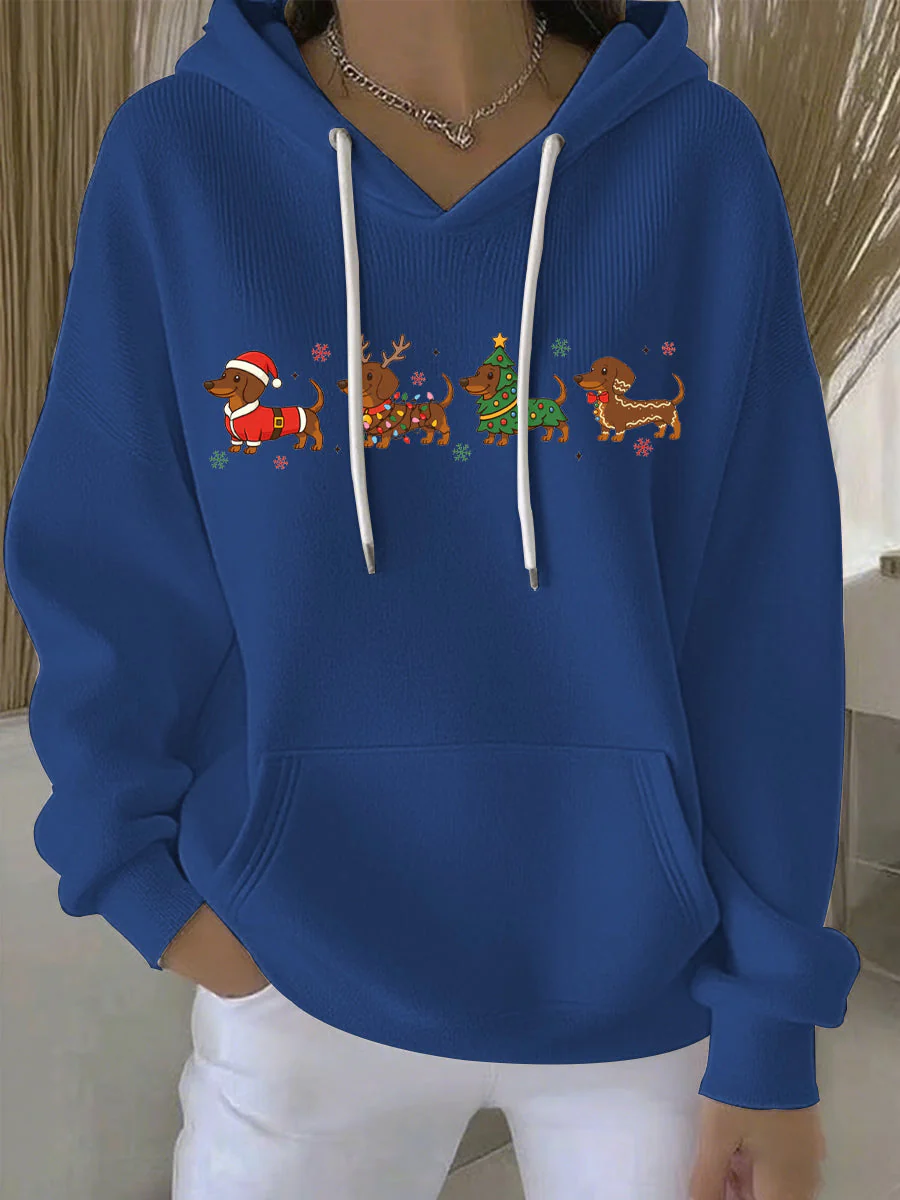 Damen Weihnachtlicher Druck Freizeit Hoodie - Image 4