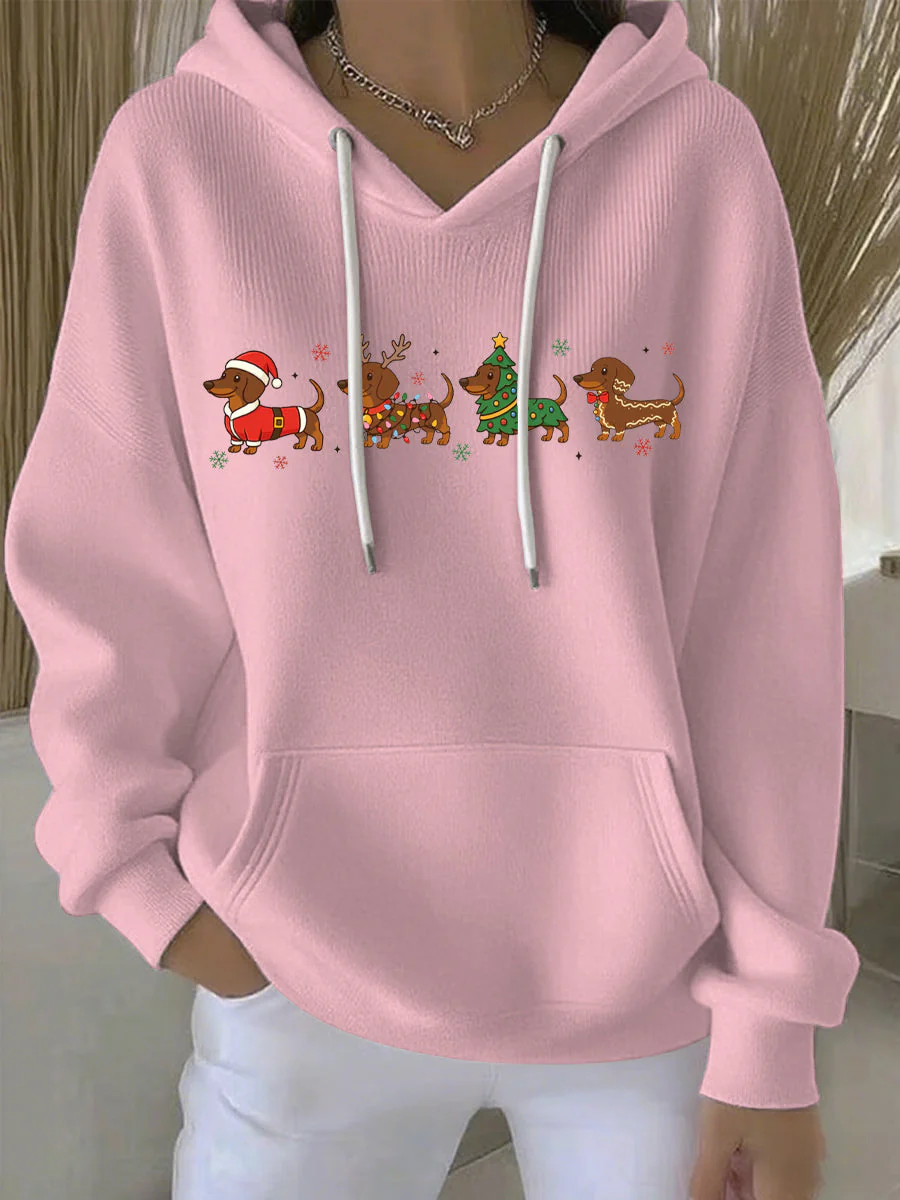 Damen Weihnachtlicher Druck Freizeit Hoodie - Image 5