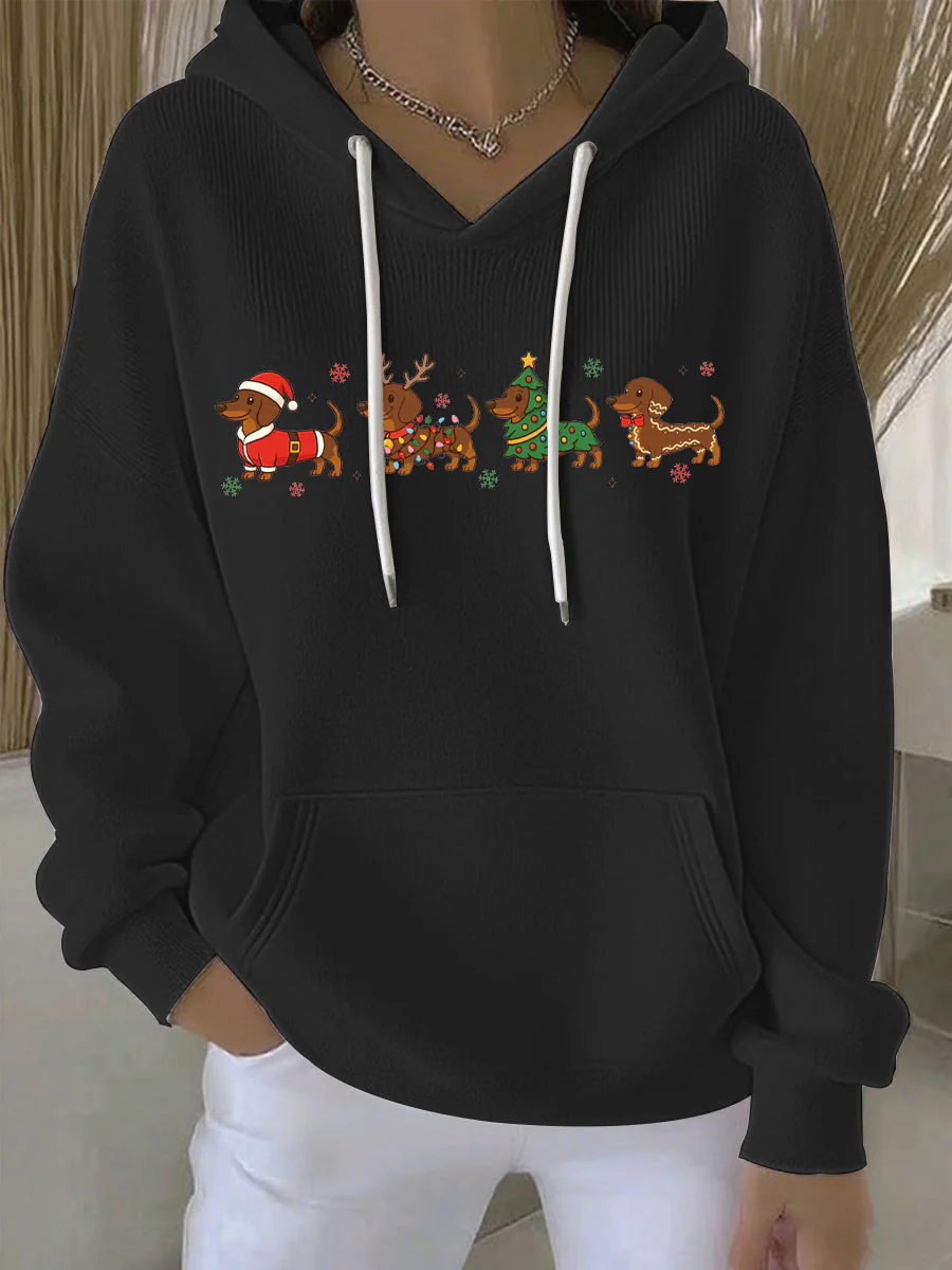 Damen Weihnachtlicher Druck Freizeit Hoodie - Image 6