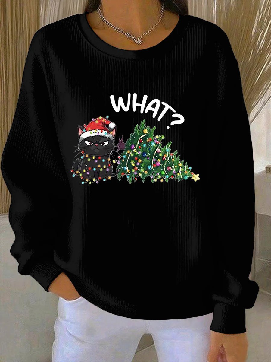 Damen Weihnachts-Ripp-Rundhals-Sweatshirt - Image 2