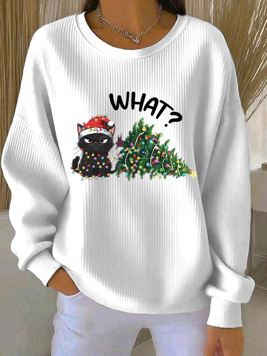 Damen Weihnachts-Ripp-Rundhals-Sweatshirt - Image 3