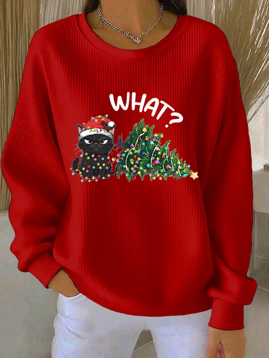 Damen Weihnachts-Ripp-Rundhals-Sweatshirt - Image 5