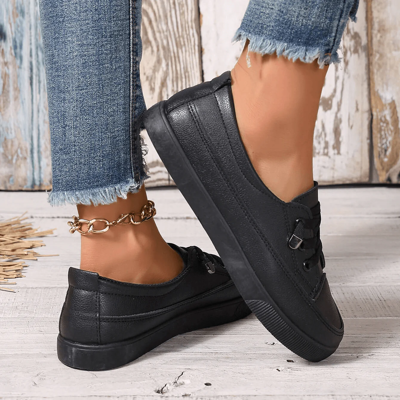 Damen weiße Schnürschuhe flach orthopädisch - atmungsaktive weiche Einlegesohle - Image 6