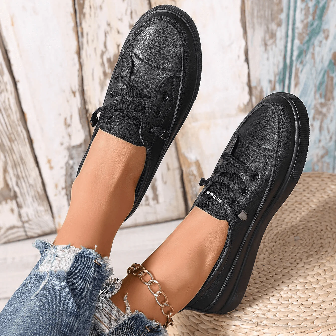 Damen weiße Schnürschuhe flach orthopädisch - atmungsaktive weiche Einlegesohle - Image 7