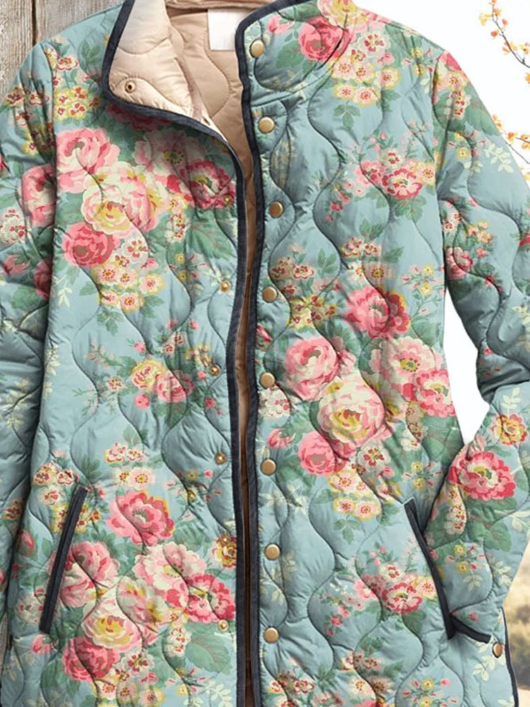 Damenjacke mit schönem Blumenmuster, gesteppt - Image 2