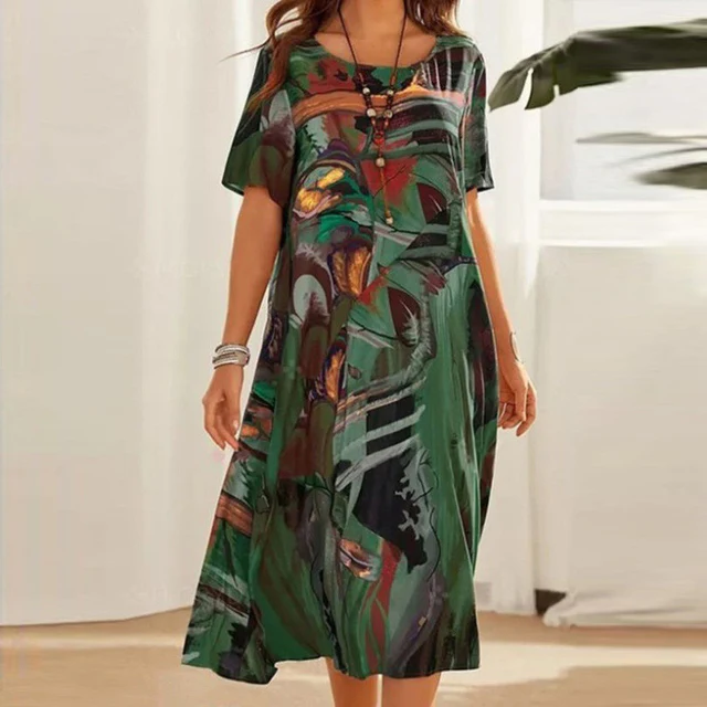 Dina Elegantes Abstraktes Harmonie Midi-Kleid - Image 2