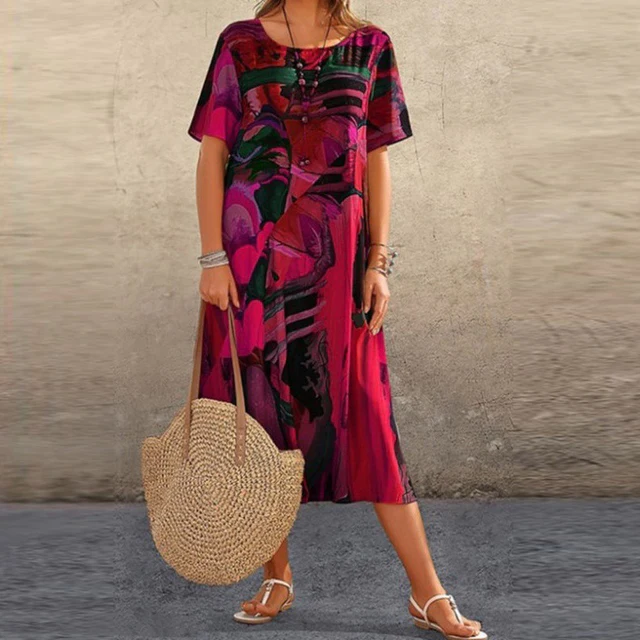 Dina Elegantes Abstraktes Harmonie Midi-Kleid - Image 3