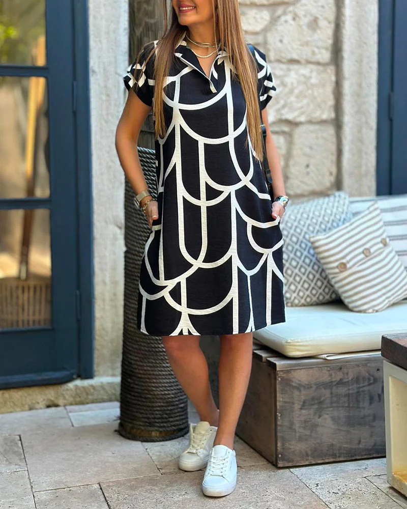 Ellanore - Polo Kleid mit geometrischem Druck - Image 3