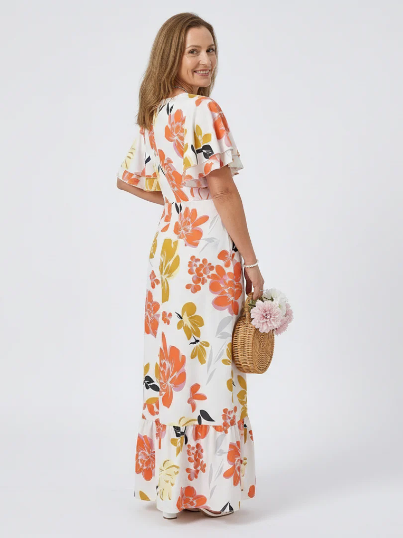 Elowen | Rundhals Kurzarm Schichten Maxikleid - Image 3