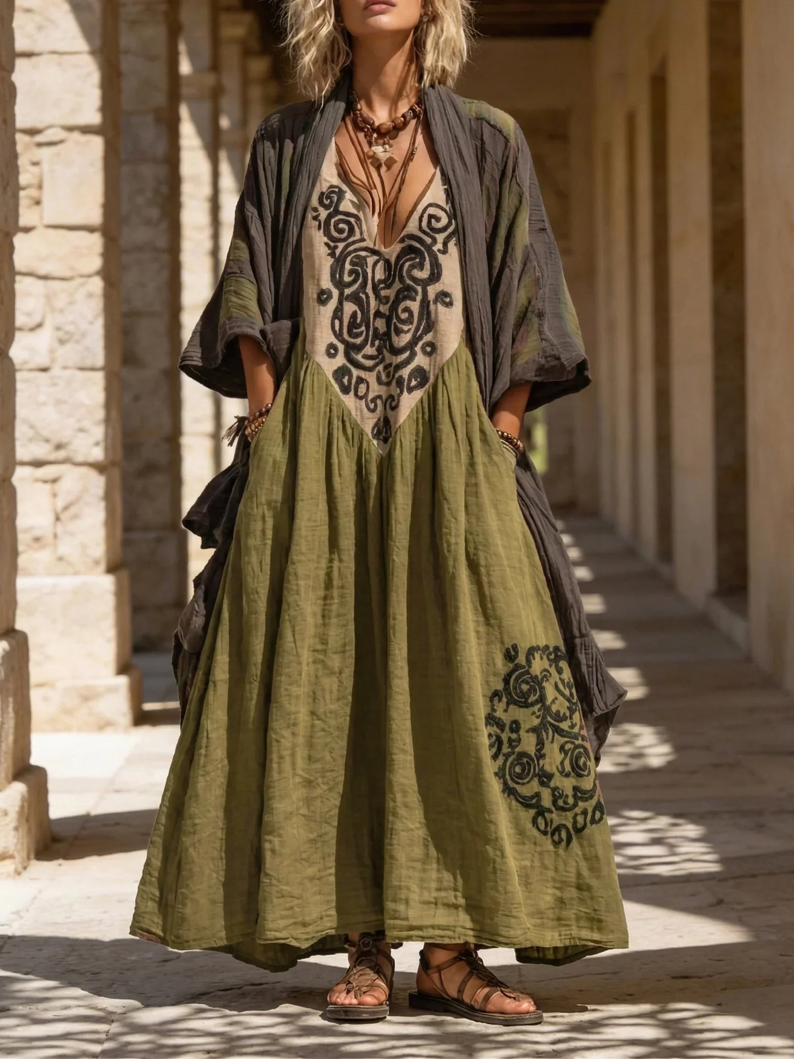 Entspanntes Bohemian Leinen-Baumwoll-Zweiteiler-Outfit - Image 6